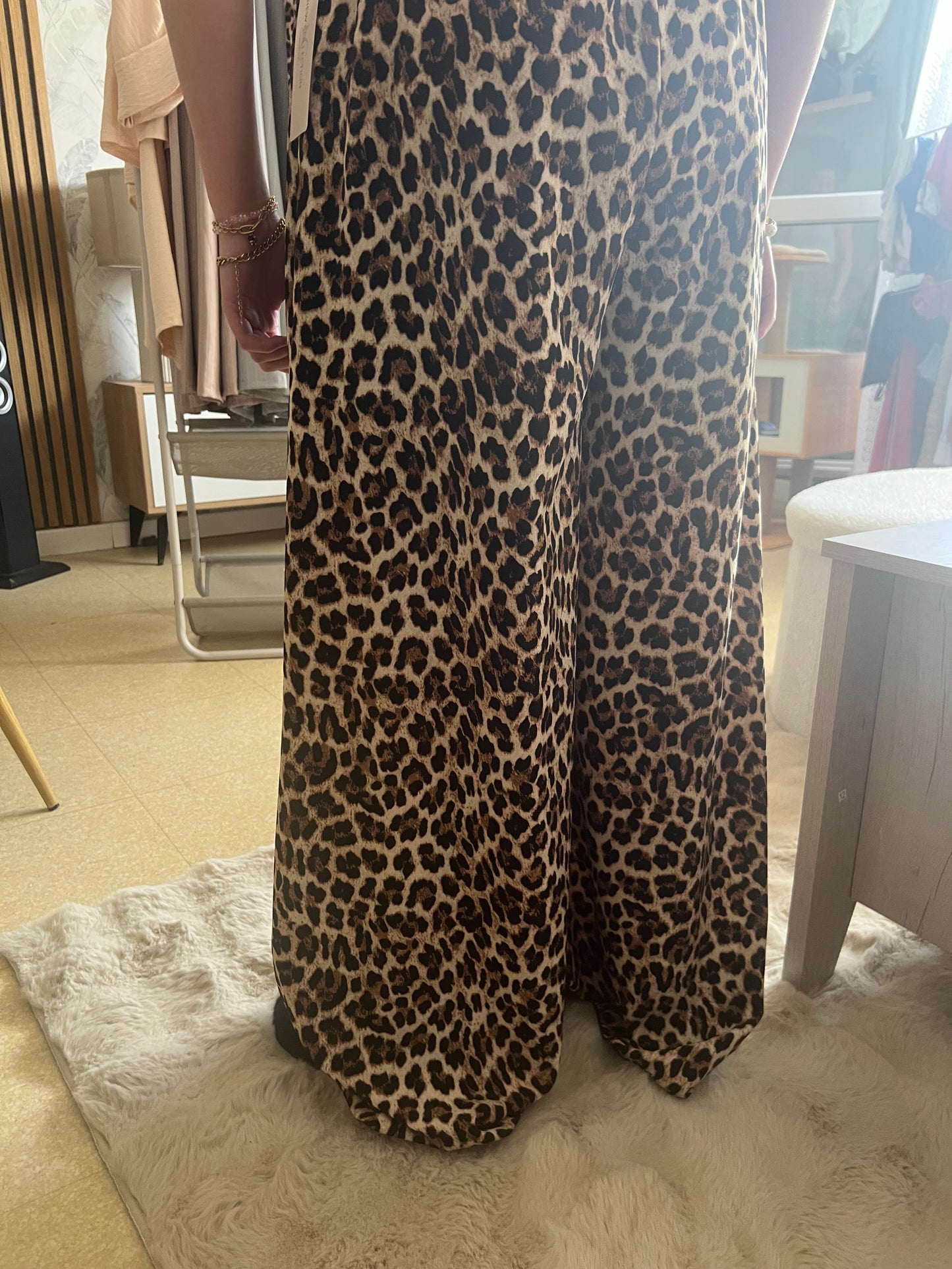 Pantalon palazzo imprimé léopard – taille unique