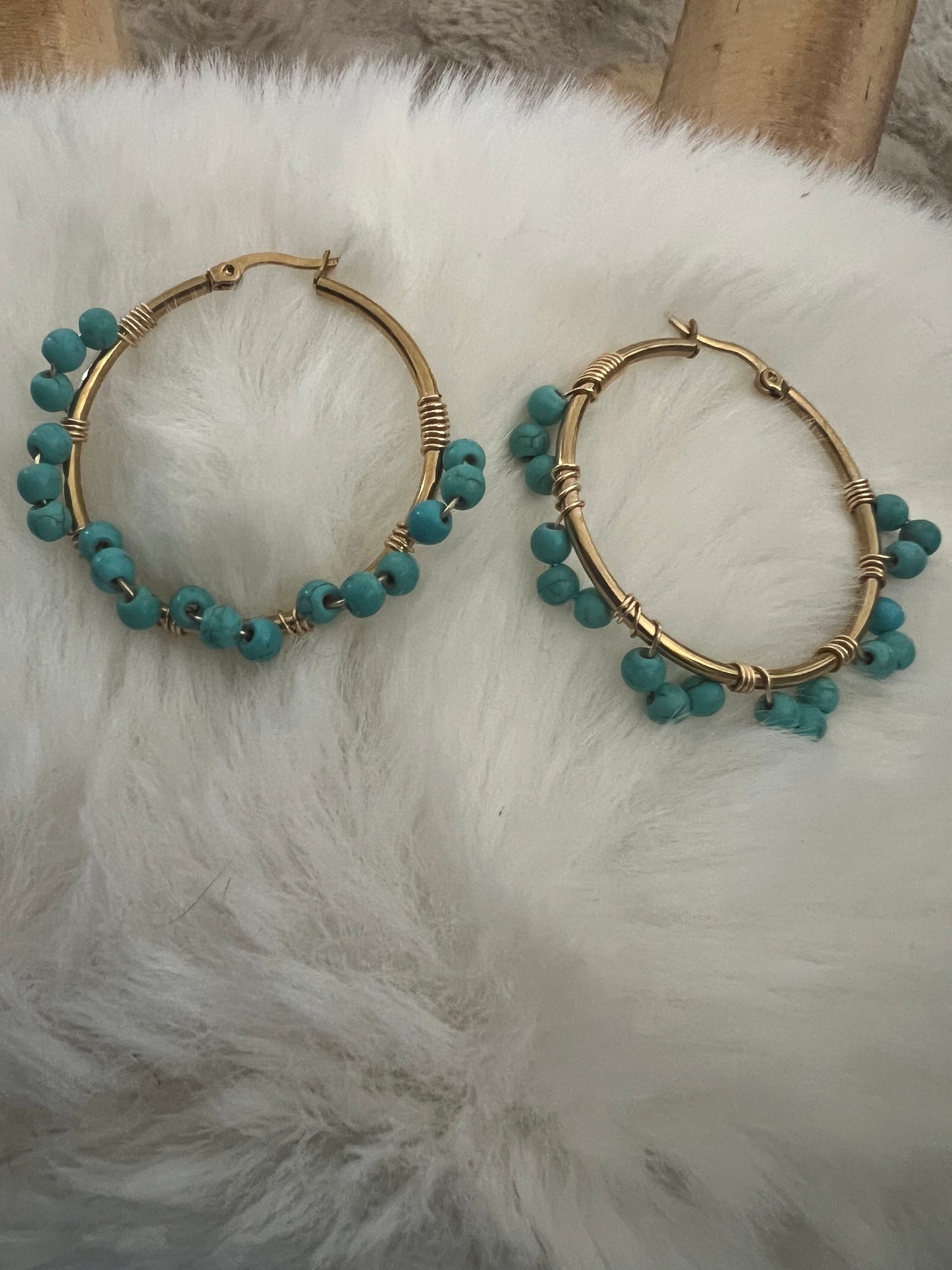 Boucles d’Oreilles Acier Inoxydable avec Perle Bleue Élégante