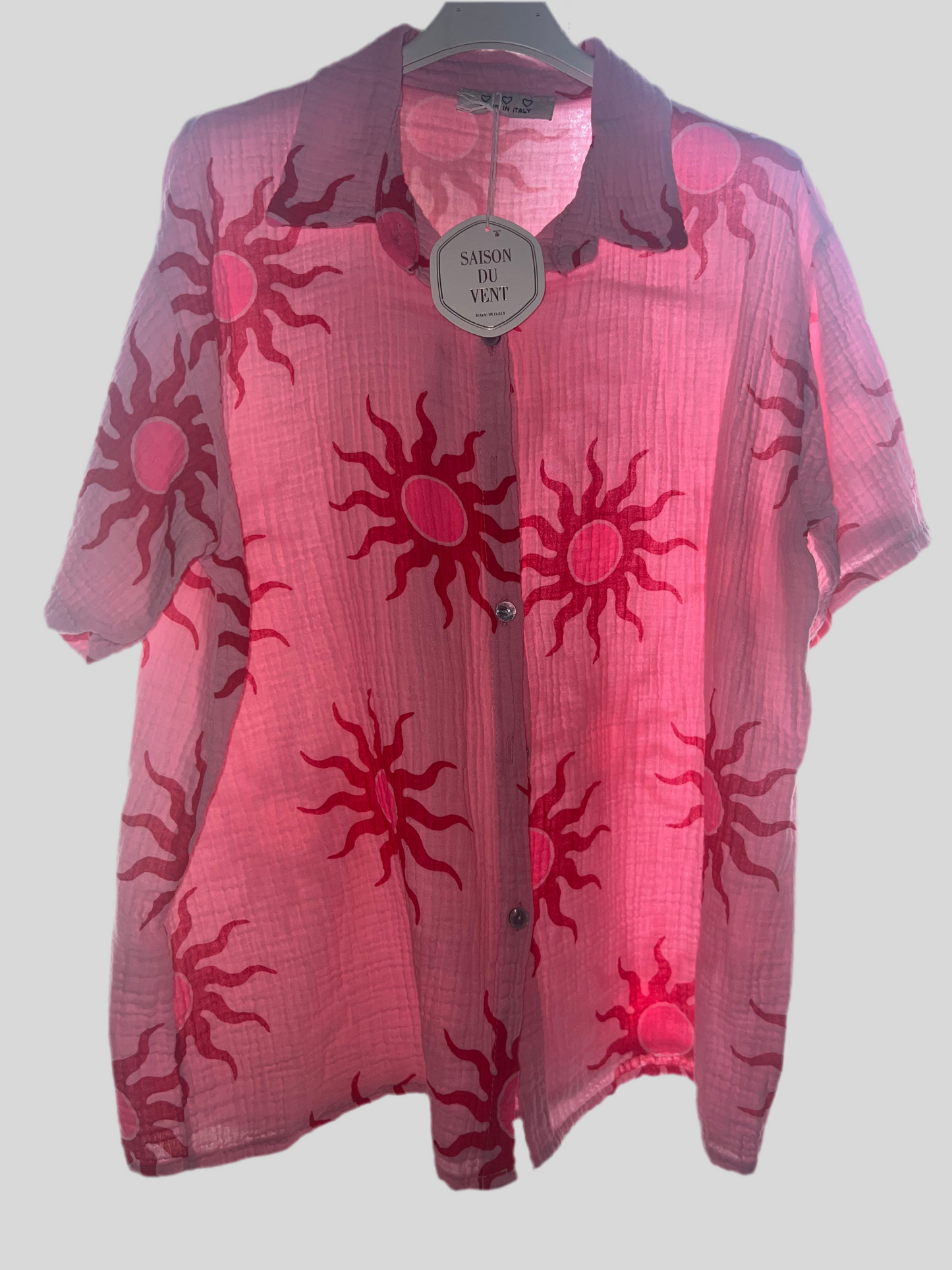 🌺 Chemise Fleurie “Soleil Flash” – Taille Unique