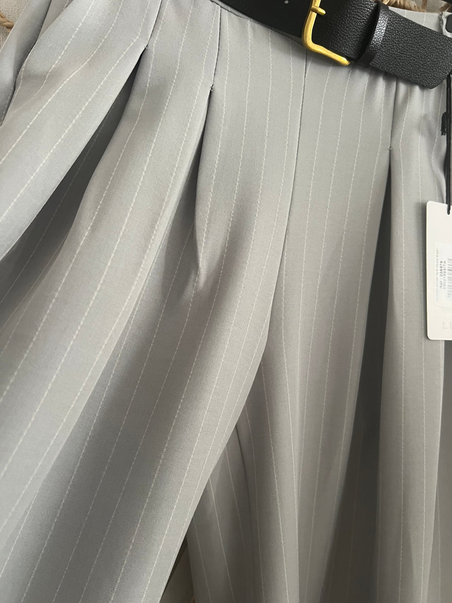 Pantalon Large Rayé Gris Élégance Décontractée taille unique