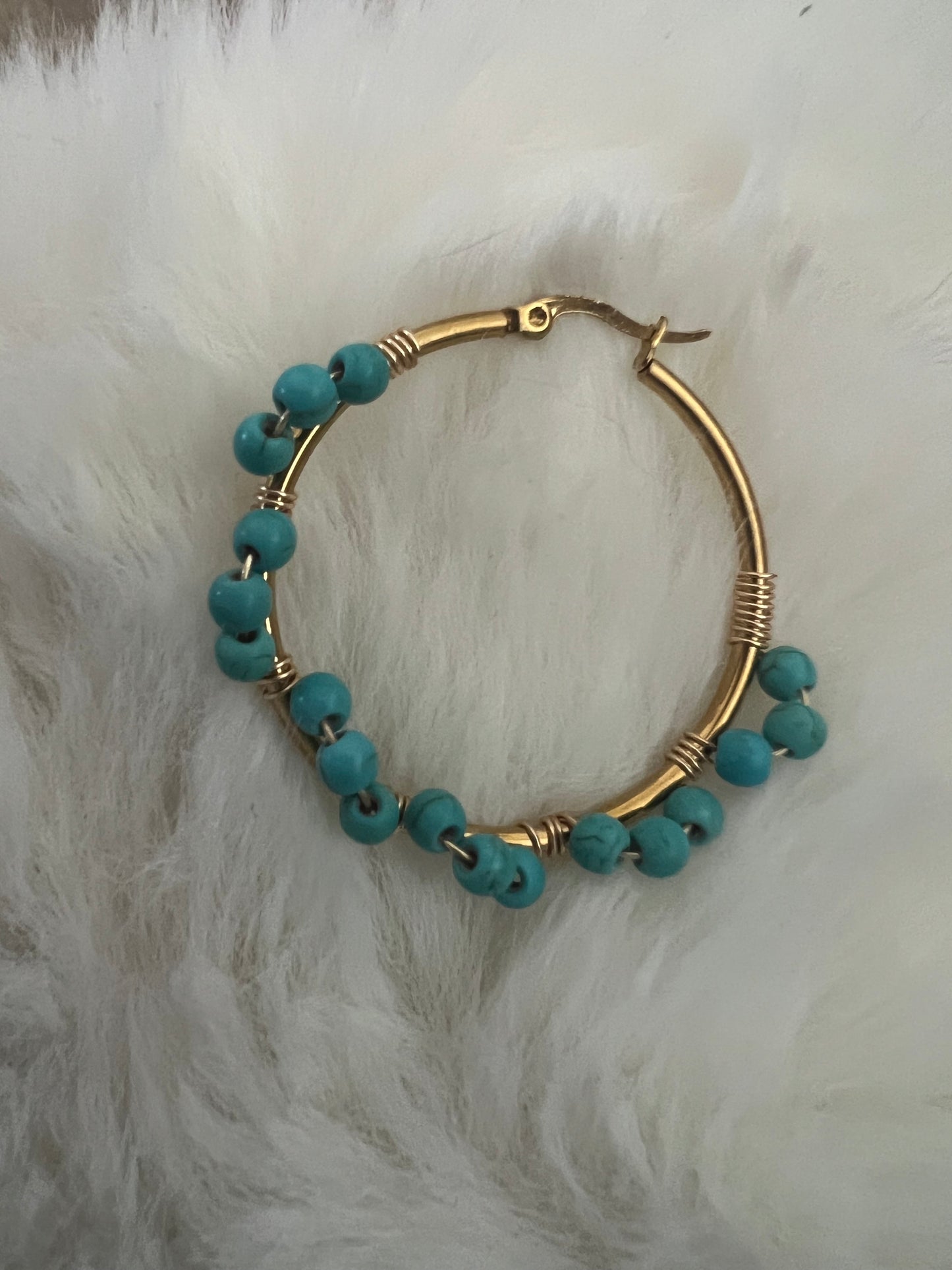Boucles d’Oreilles Acier Inoxydable avec Perle Bleue Élégante