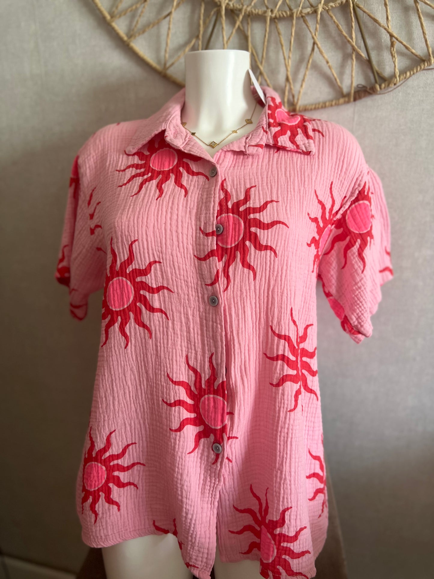 🌺 Chemise Fleurie “Soleil Flash” – Taille Unique