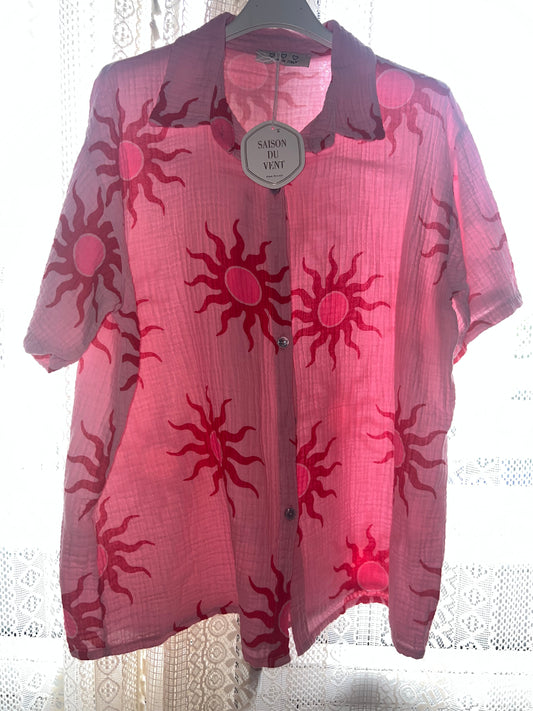 🌺 Chemise Fleurie “Soleil Flash” – Taille Unique