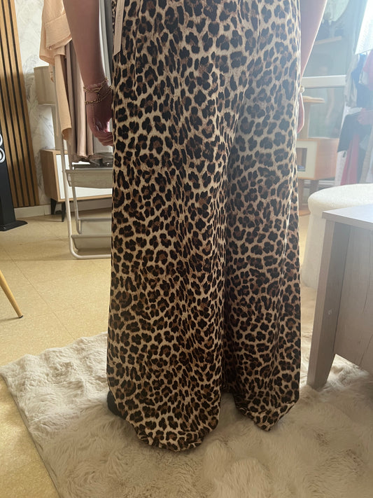 Pantalon palazzo imprimé léopard – taille unique