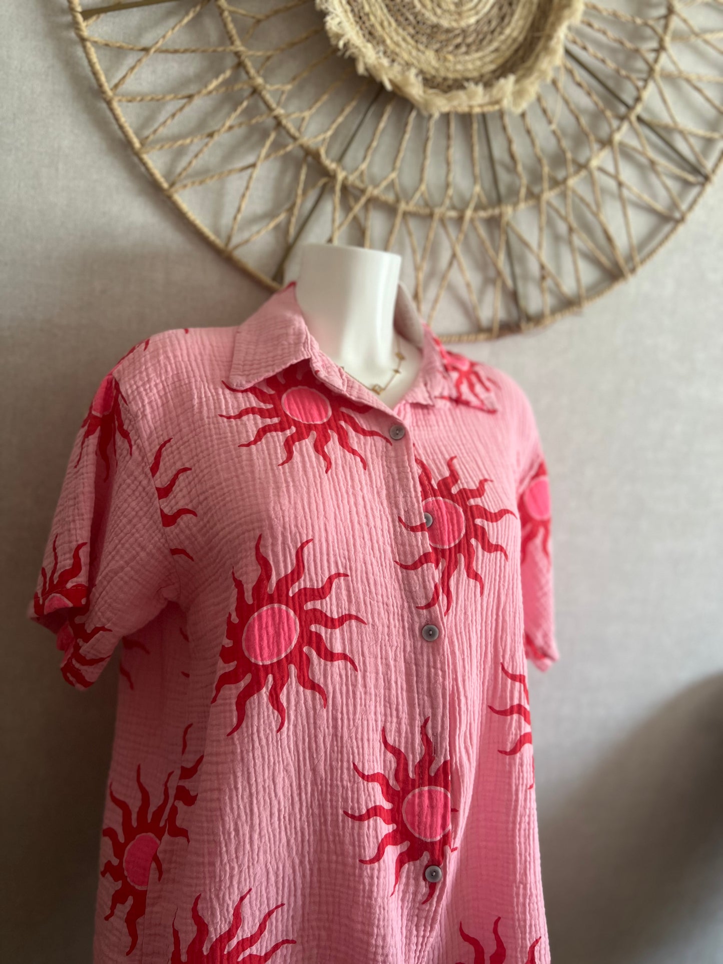 🌺 Chemise Fleurie “Soleil Flash” – Taille Unique