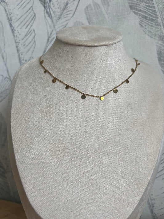 Collier Doré à Pampilles Rondes – Minimalisme Chic